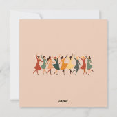 Negen vrouwen dansen midden van de eeuw retro cut- feestdagenkaart (Achterkant)