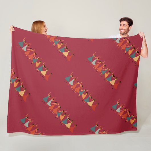 Negen vrouwen dansen midden van de eeuw retro cut- fleece deken (In situ)