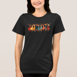 Negen vrouwen dansen midden van de eeuw retro cut- Tri-Blend shirt
