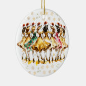 Negen vrouwen dansen | Twaalf dagen Kerst Keramisch Ornament (Rechts)