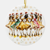 Negen vrouwen dansen | Twaalf dagen Kerst Keramisch Ornament (Voorkant)