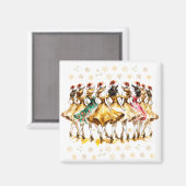 Negen vrouwen dansen | Twaalf dagen Kerst Magneet (Voorkant / Achterkant)