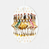 Negen vrouwen dansen | Twaalf dagen Kerst Metalen Ornament (Voorkant links)