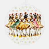 Negen vrouwen dansen | Twaalf dagen Kerst Metalen Ornament (Voorkant)