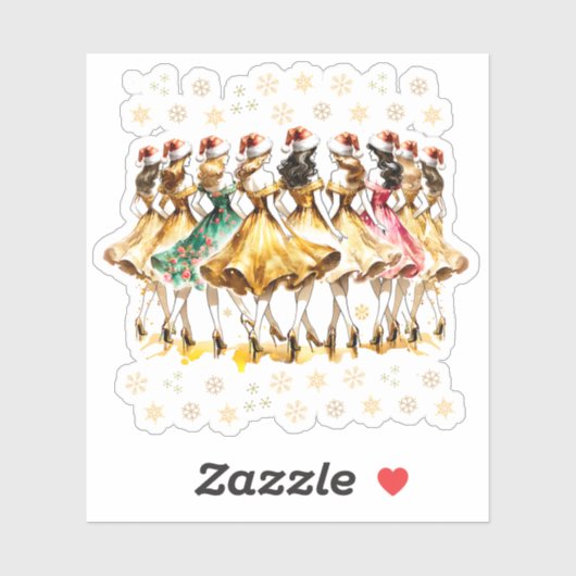 Negen vrouwen dansen | Twaalf dagen Kerst Sticker (Vel)