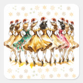 Negen vrouwen dansen | Twaalf dagen Kerst Vierkante Sticker (Voorkant)