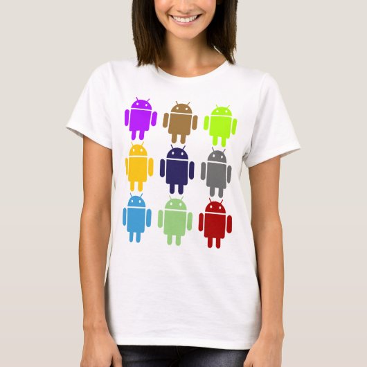 Negen wasdroids (Android Multiple Colors Humor) T-shirt (Voorkant)