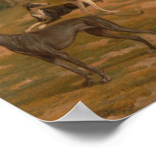 Negen windhonden in een landschap poster (Hoek)