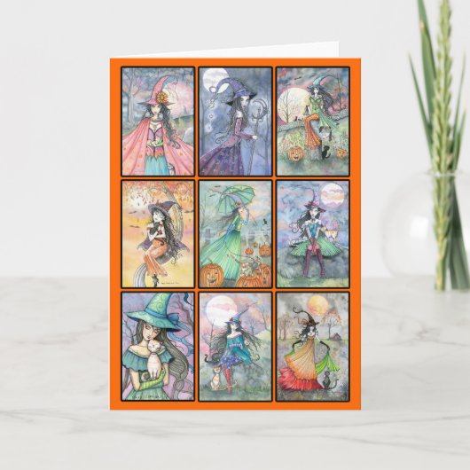Negen Witches Halloween Card Kaart (Voorkant)