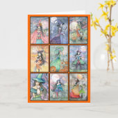 Negen Witches Halloween Card Kaart (Gele Bloem)