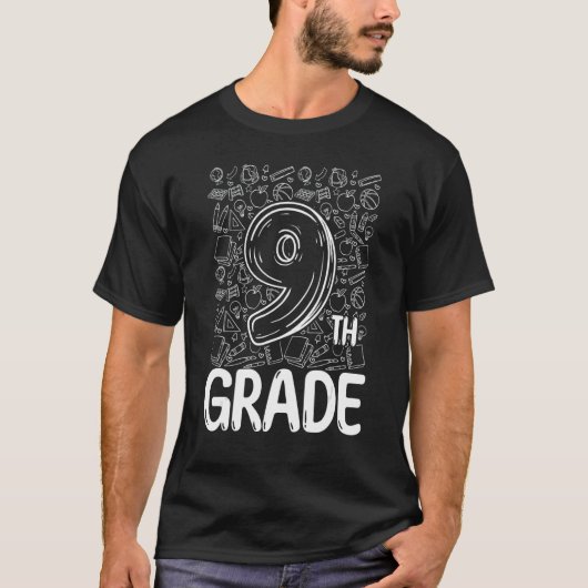 negende graad Typografie Team negende graad terug  T-shirt (Voorkant)