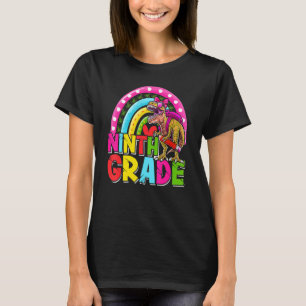 Negende Grade Dinosaurus Regenboog Meisjes Kinder T-shirt