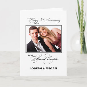 Negende huwelijksjubileum aangepaste naam/foto kaart