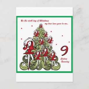 Negende kerstdag feestdagenkaart