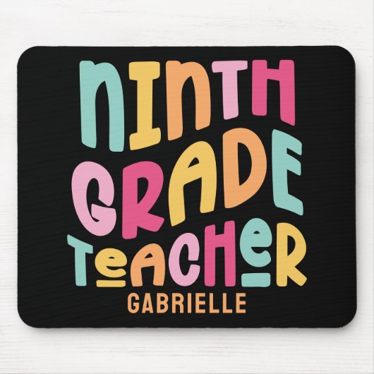negende klas leraar kleurrijke tekst muismat (Voorkant)