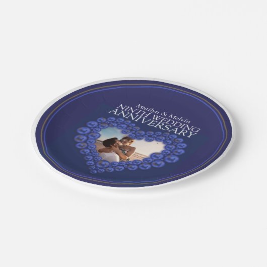 Negende trouwdag met kop Lapis Lazuli Papieren Bordje (Gekanteld)