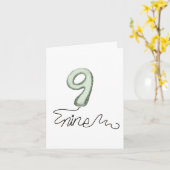 Negende verjaardag ballon kaart (Gele Bloem)