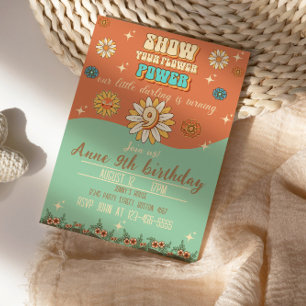 negende verjaardag bohemiaanse groovyretro kaart