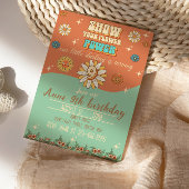 negende verjaardag bohemiaanse groovyretro kaart