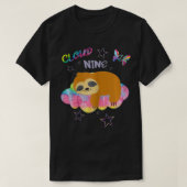 Negende verjaardag Cloud Nine Sloth Cute Retro T-shirt (Design voorkant)