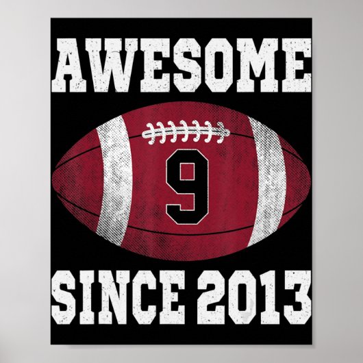 negende verjaardag Football Player 9 jaar oude Vin Poster (Voorkant)