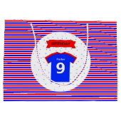 negende verjaardag gepersonaliseerd rood blauw large cadeautasje (Achterkant)