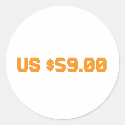 Negenenvijftig dollar ronde sticker (Voorkant)