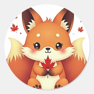 Negenstaartige Kitsune Ronde Sticker