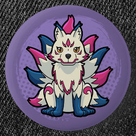 Negenstaartige Vos- Yokai Kitsune Ronde Button 5,7 Cm
