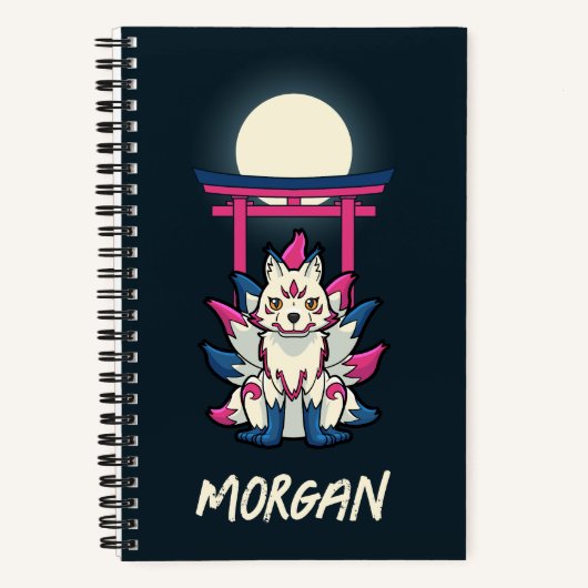 Negenstaartkitsune - Japanse vos gepersonaliseerd Notitieboek (Voorkant)