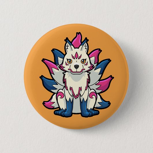 Negenstaartvos - Kyuubi Kitsune Yokai Ronde Button 5,7 Cm (Voorkant)