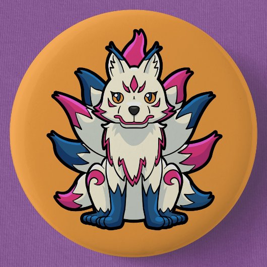 Negenstaartvos - Kyuubi Kitsune Yokai Ronde Button 5,7 Cm