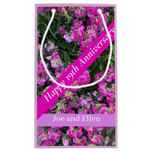 Negentiende bruiloft Jubileum Sweet Pea Klein Cadeauzakje (Achterkant)