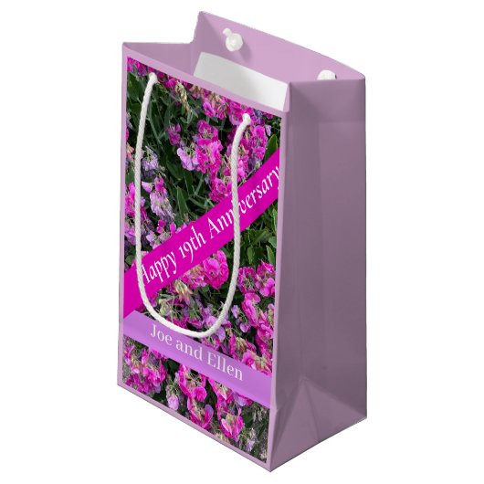 Negentiende bruiloft Jubileum Sweet Pea Klein Cadeauzakje (Voorkant Gekanteld)