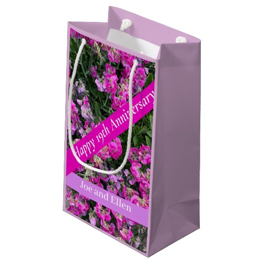 Negentiende bruiloft Jubileum Sweet Pea Klein Cadeauzakje (Achterkant Gekanteld)