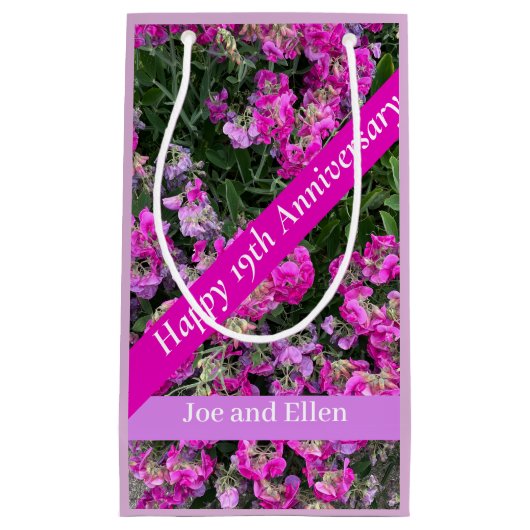 Negentiende bruiloft Jubileum Sweet Pea Klein Cadeauzakje (Voorkant)