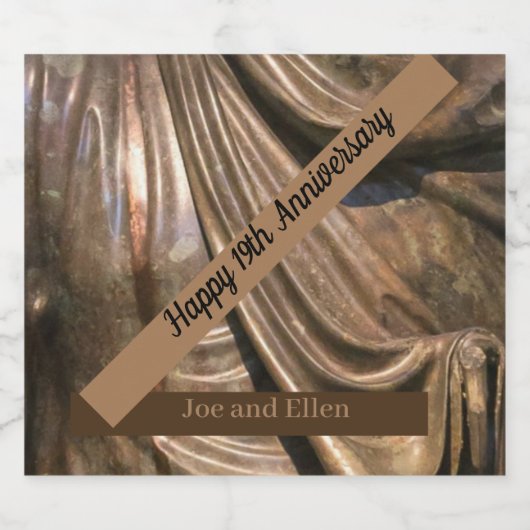 Negentiende Jubileum bronzen Sparkling Wijnetiket (Enkel label)