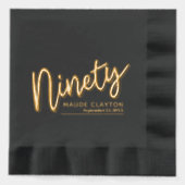 Negentig 90ste verjaardagsfeest goud zwart folie servetten (Voorkant)