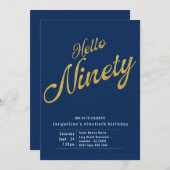 Negentig Blue Gold Modern 90th Birthday Kaart (Voorkant / Achterkant)