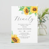 Negentig Chique Geel Zonnebloem Bloemen 90ste Verj Kaart (Staand voorkant)