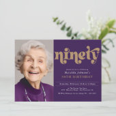 Negentig Elegant 90ste verjaardagsfeestje Kaart (Staand voorkant)