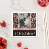 Negentig en fabuleus Roos gouden Damask 90ste verj Servet (Insitu)