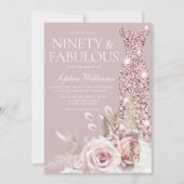 Negentig & Fab! Gown Dusty Roos Bloemen 90ste Verj Kaart (Voorkant)