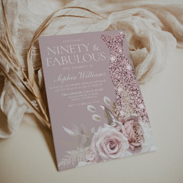 Negentig & Fab! Gown Dusty Roos Bloemen 90ste Verj Kaart