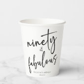 Negentig & Fabulous Minimaal 90ste Verjaardagsfees Papieren Bekers (Achterkant)