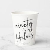 Negentig & Fabulous Minimaal 90ste Verjaardagsfees Papieren Bekers (Voorkant)