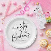 Negentig & Fabulous Minimaal 90ste Verjaardagsfees Papieren Bordje (Feest)