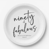 Negentig & Fabulous Minimaal 90ste Verjaardagsfees Papieren Bordje (Voorkant)