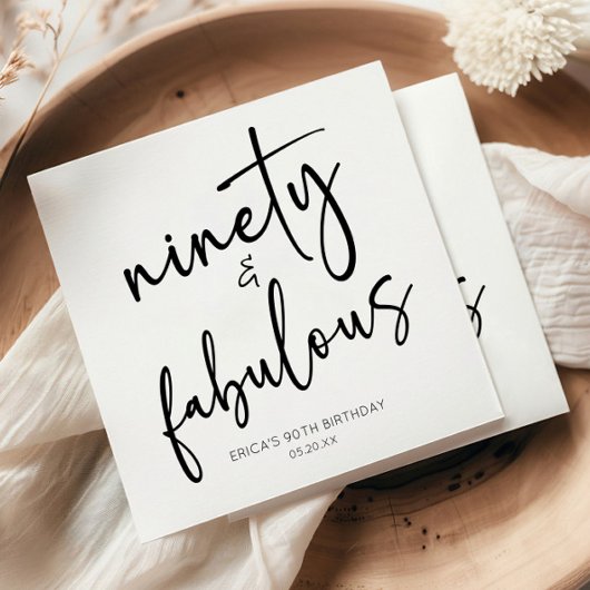 Negentig & Fabulous Minimaal 90ste Verjaardagsfees Servet