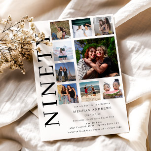 Negentig Foto Collage 90ste Verjaardagsfeest Kaart